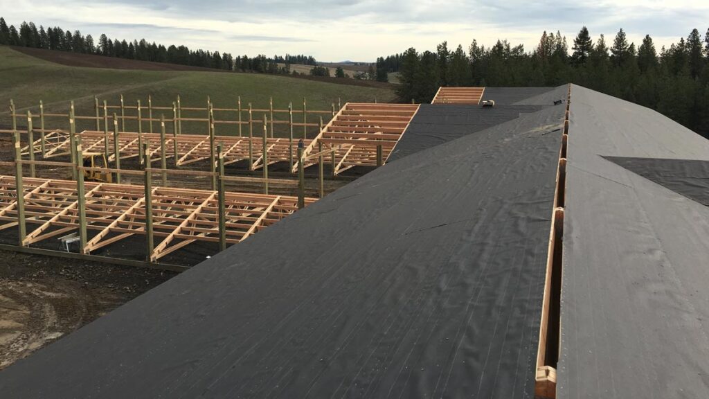 Owens Farms agriculture post frame early stages.