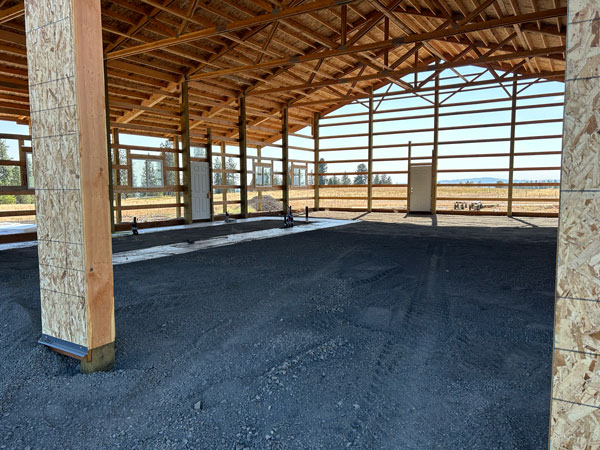 Green bluff pole barn concrete ground prep.