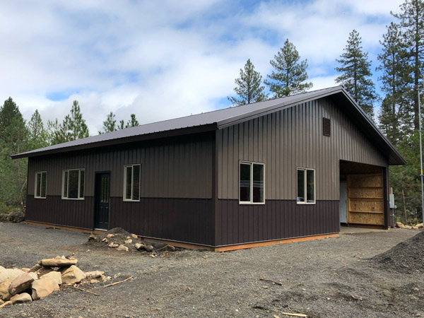 Post Framed house with wainscoting.